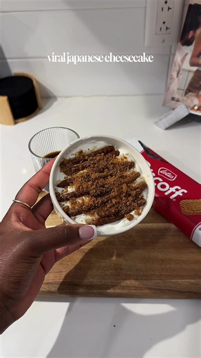my new hyper fixated dessert ☺️🎀 #japanesecheesecake #biscoffcheesecake #foodreview #HerNextBigChapter