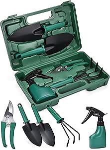 2wayz Garden Tool Set - 5-Piece Durable Gardening Hand Tools - 3x12x7-inch Gardening Kit with Portable Box and Carrying Case - Small Garden Planting and Essentials Tools - Gift for Garden Lovers