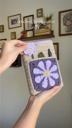 crochet book cover with a matching bookmark 🤍 #crochet #shortsvideo #handmade #booktube #bookish