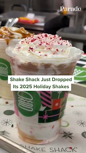 4.9K views · 20 reactions | It's time for Shake Shack's Holiday Shakes! Their 2025 lineup includes the Christmas Cookie Shake, Sticky Toffee Pudding Shake, and Peppermint Bark Chocolate Shake. Read our review of all three at the link below! #shakeshack | PARADE Magazine | Facebook