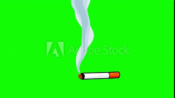 Cigarette with smoke cartoon animation green screen isolated. Seamless loop and alpha channel. Smoking, health, ilness, etc... Stock Video