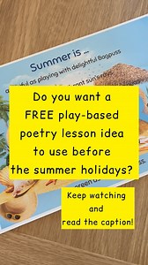 FREE LESSON PLAN! This is the first lesson plan I’ve created for Playful Learning Games and I wanted to do it to help teachers out towards the end of the summer term as I know how busy it is. So, to get your hands on a ready made, full lesson that involves play, simply comment ‘summer’ and I’ll send you the link to get it. I hope it helps to take a little bit of pressure off in the last few weeks. #playbasedlearning #ks2 #poetrylesson #teachingideas #teachingresources #lessonplan | Playful Learn