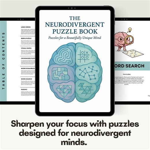 Neurodivergent Puzzle Book | ADHD & Autism Brain Exercise - Etsy