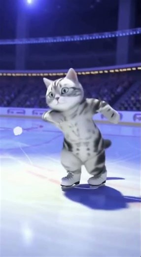 Figure Skating Cat ⛸️😺 | 當貓咪在冰上起舞，全場驚艷！ #NewShorts #Shorts