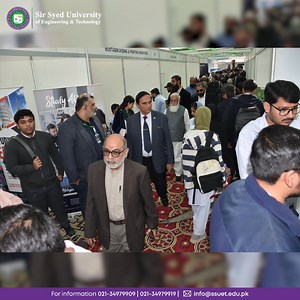 The Centre for Guidance Career Planning & Placement of Sir Syed University of Engineering & Technology (SSUET) organized Job Fair 2025 at the campus in which more than 100 renowned companies participated and set up their stalls to facilitate students in terms of sharing information and preparing them for availing the job opportunities. The event was attended by the Vice Chancellor SSUET, Dr. Munawar Hussain, Registrar Cdre. (r) Syed Sarfraz Ali, Convenor Aligarh Institute of Technology, Engr. Mu