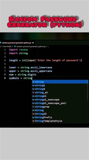 Create Strong Random Passwords in Python 🔐 | Beginner Project