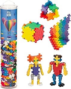 PLUS PLUS 240 Piece Interlocking Building Blocks for Kids, Open Ended Connecting Toys, STEM Bin Classroom Mini Manipulatives - Basic Mix Play Tube