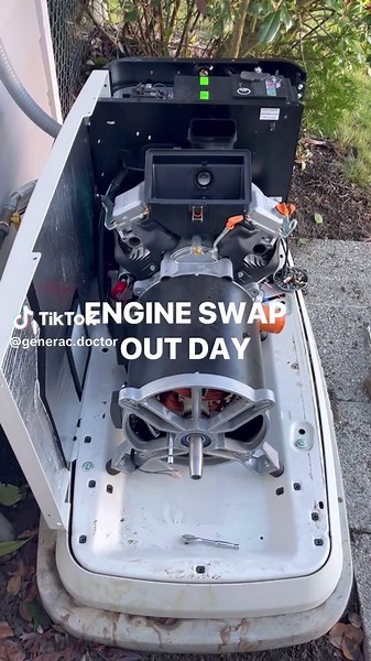 Engine swap out. Lots of tools needed and parts to remove. #electrical #generac #generator