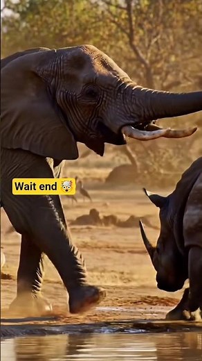 Elephant vs Rhino – Real Jungle Fight for Water | Shocking Wildlife Battle Caught on Camera#animals
