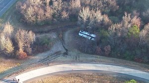 VIDEO: Drone footage shows site of deadly charter bus crash