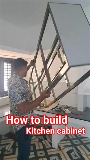 how to build aluminium modular kitchen cabinet box #youtubeshorts #kitchencabinet #diykitchen