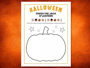 Jack O'lantern Drawing Page, Classroom Worksheet Activity, Halloween Coloring Page, Printable Pumpkin Template - Etsy