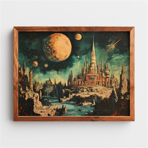 Retro-futuristic Alien Cityscape Art – Surreal Sci-fi Print (digital Download) - Etsy