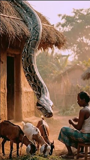 Giant Python Attacks Goats Near a Mud House | Shocking Village Scene