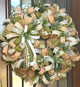 Green & Neutral Farmhouse Wreath: Year-round Porch Decor - Etsy