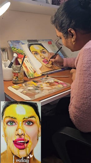 Honey Drop Beauty | Realistic Oil Painting Portrait #art #shorts #oilpainting