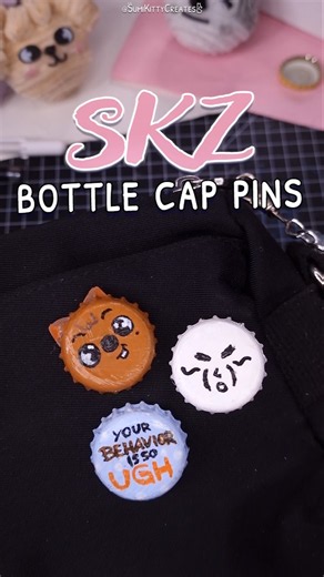 SKZ Pins from Bottle Caps ✨ Stray Kids SKZOO DIY