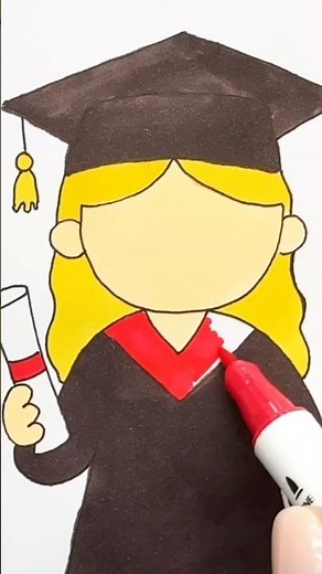 🔄 Reverse play 🔄 How to Draw a Cute Graduated Girl 👩‍🎓 | Step by Step Drawing for Kids