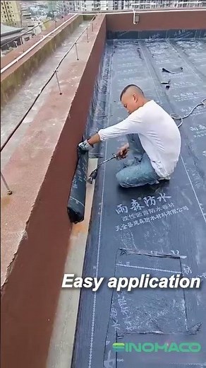Fire torch bitumen membrane application for angle treatment #sinomaco #waterproofingsolutions
