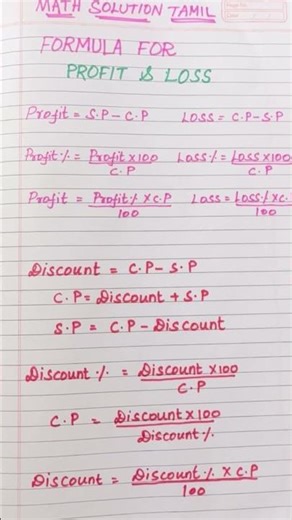 Formula for profit and loss