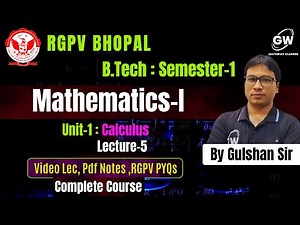 Lec-5 II Unit-1 II Calculus II Engg. MATHEMATICS-I II RGPV II Gateway Classes