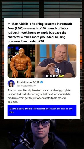 Michael Chiklis The Thing costume in Fantastic Four 2005 was made of 60 pounds of latex rubber It to