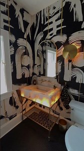 Small Bathroom, Big Impact | Bold Powder Room Design with Marble & Gold Accents ✨