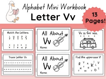 Letter V Mini Book | Alphabet Worksheets for Preschool & Kindergarten | 13 Pages