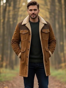 Handmade Men’s Western Long Leather Coat With Fur Collar – Vintage Style Cowboy Outerwear Coat. - Etsy