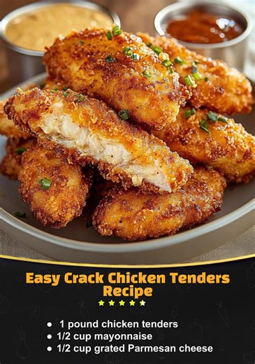 Easy Crack Chicken Tenders Recipe 😋 Ingredients → Main Ingredients 1 pound chicken tenders 1/2 cup mayonnaise 1/2 cup grated Parmesan cheese 1 packet Ranch seasoning mix 1/2 teaspoon garlic powder Recipe in First Coʍmеոτ 👇 Enjoy ❤️👇👇👇 | The Hidden Recipe