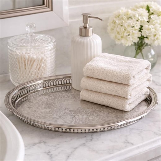 Vintage Oneida Silver-plated Oval Tray: Pierced Border, Floral Engraving, Vanity Decor - Etsy UK