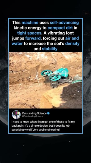 This machine uses self-advancing kinetic energy to compact dirt in tight spaces.