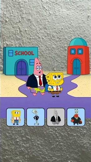 SpongeBob’s First Day at School 😂 #shorts #challenge