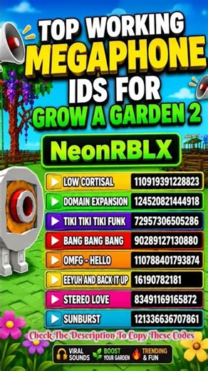 NEW 100% WORKING Megaphone IDs in Grow A Garden 2! (VIRAL SOUNDS) 🔥