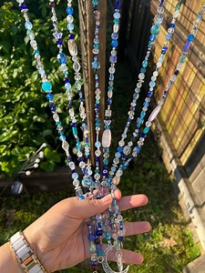 Blue Beaded Sun Catcher Curtain: Handmade Crystal Boho Window Decor - Etsy