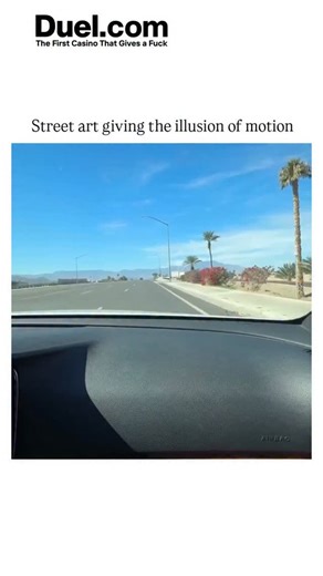 education.decodee on Instagram: "- The video captures anamorphic street art on highway barriers in California's Coachella Valley, featuring silhouettes of galloping horses, flapping ravens, and jumping dolphins that animate via motion parallax as cars drive past, creating a dynamic 3D illusion from 2D paintings. - This optical effect exploits human visual perception of relative motion for depth cues, supported by research in perceptual psychology showing how speed differences in moving objects f