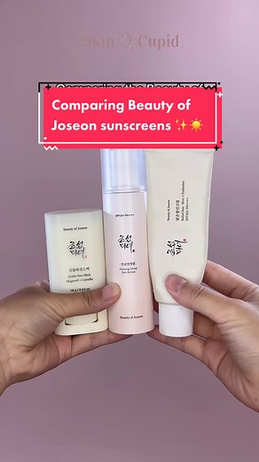 Beauty of Joseon is doubling down on their sunscreen range and a few new additions have emerged this past year, just in time for the summer! Let’s take a look at which one is best suited for you ☀️ 🤍 🤍 BEAUTY OF JOSEON Ginseng Moist Sun Serum SPF50 PA (50ml) For combination to oily skin. This unique sun serum delivers a dewy and fresh finish, free from any white cast or stickiness. Its lightweight texture effortlessly absorbs into the skin, offering gentle UV protection without causing any str
