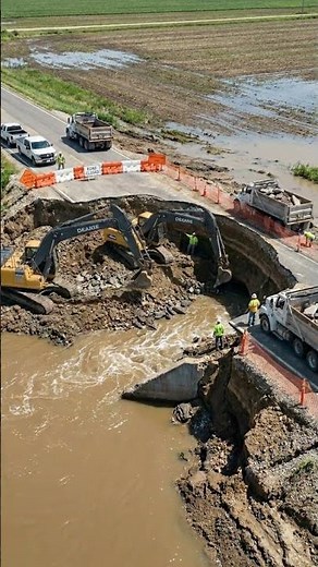 Massive Culvert Replacement After the Flood #shorts #engineering #construction
