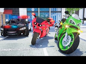 Motorcycle Mike Stopped by Sergeant Lucas the Police Car in Wheel City Heroes (WCH) - Kids Cartoon