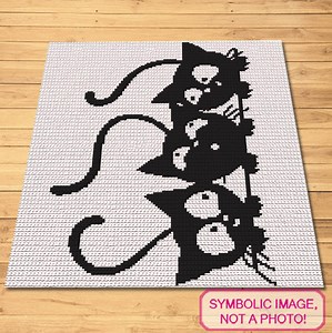 Crochet Cat Pattern, Black Cat Crochet Blanket Pattern, Crochet Afghan Pattern PDF, Crochet Graphgan Pattern, Crochet Animal Pattern - Etsy