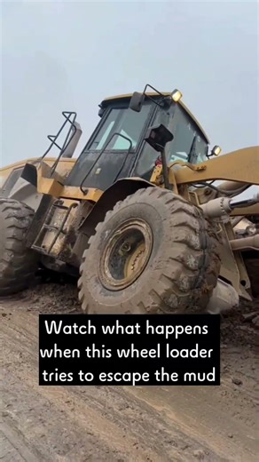 Can This Wheel Loader Escape the Mud?😅 #heavyequipment #bigmachines #caterpillar #construction