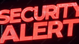 A bold, red "Security Alert" message displayed on a digital screen, emphasizing urgency and the need for immediate attention. The design suggests a critical situation in cybersecurity or data protecti