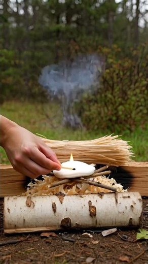 Primitive Fire Starting in the Forest 🔥 Bushcraft Survival Skills #shorts