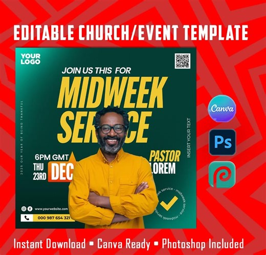 Editable Church Event Flyer Template: Modern Ministry Design (instant Download) - Etsy
