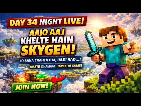 SkyGen LIVE Day 34 😱 Floating Islands Adventure! | Minecraft Night Live Hindi # minecraft