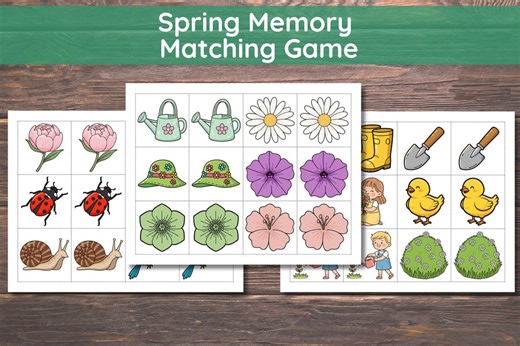 Spring Memory Game Printable, Spring Matching Game, Memory Cards Game, Spring Match Game, Memory Game for Spring, Memory Game for Preschool - Etsy