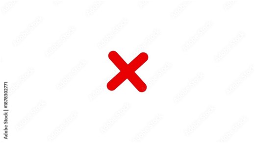 Cross Mark Icon Animation For Error Status And Wrong Action Indicator. Failed And Rejected Symbol For System Alerts And Notifications. Simple Deny And Incorrect Status Icon Animation.