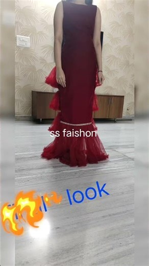 beautiful fish cut dress with net ruffles