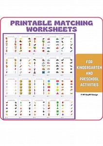 Printable Matching Worksheets | Kindergarten & Preschool Activity | Educational Learning Printables | Matching Activities for Ages 3-6 - Etsy UK