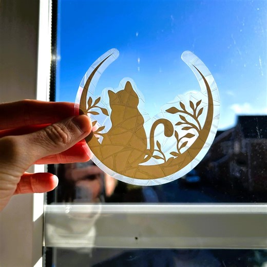 Suncatcher Window Sticker, Floral Cat Rainbow Maker, Cute Cat Stickers, Window Decal for Cat Lover, Birthday Gift for Crazy Cat Lady, Cling - Etsy